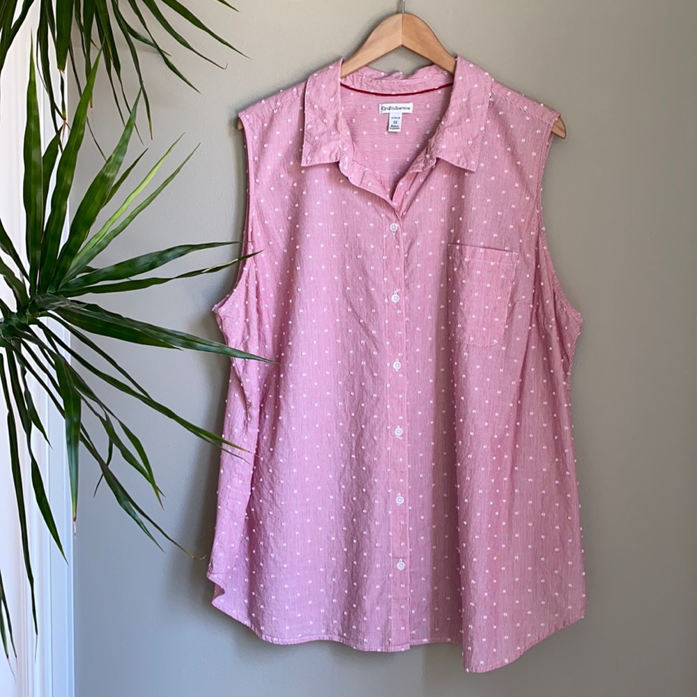 Red & White Sleeveless Top